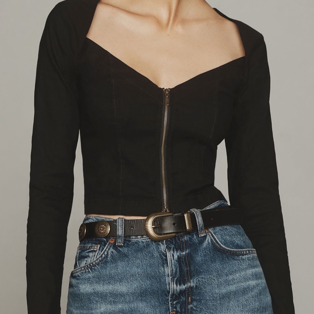 NWT Maeve Elegant Black Long Sleeve Women's Top - Picture 2 of 6